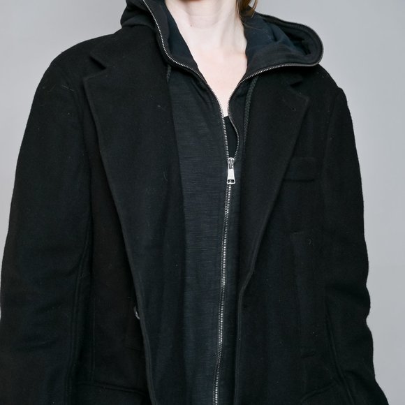 192. DOLCE & GABBANA Black Wool-Blend Hooded Hybrid Jacket XL IT 52 - Picture 7 of 9